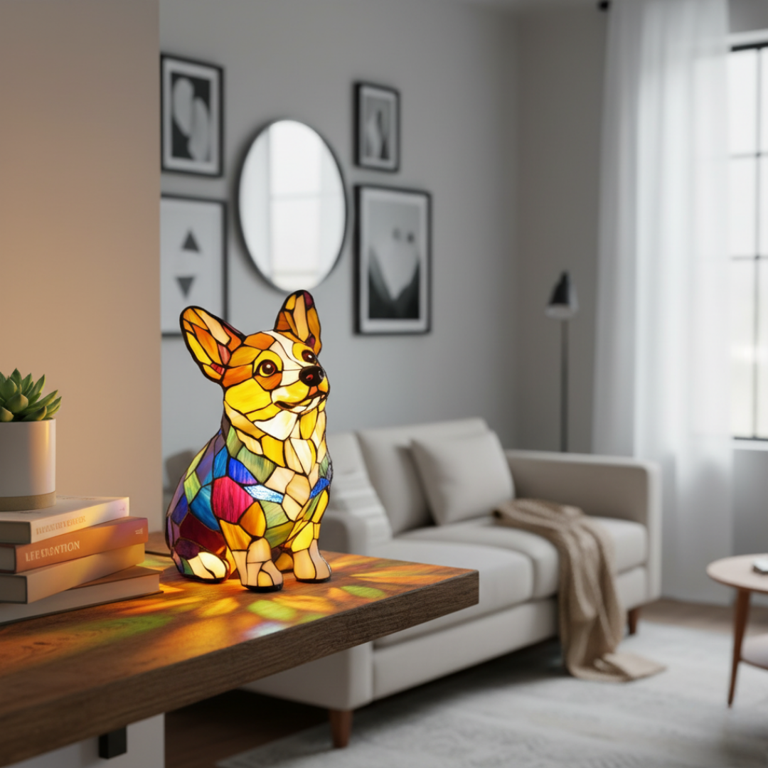Corgi Onnellisuus – hehkuva LED-koristevalaisin