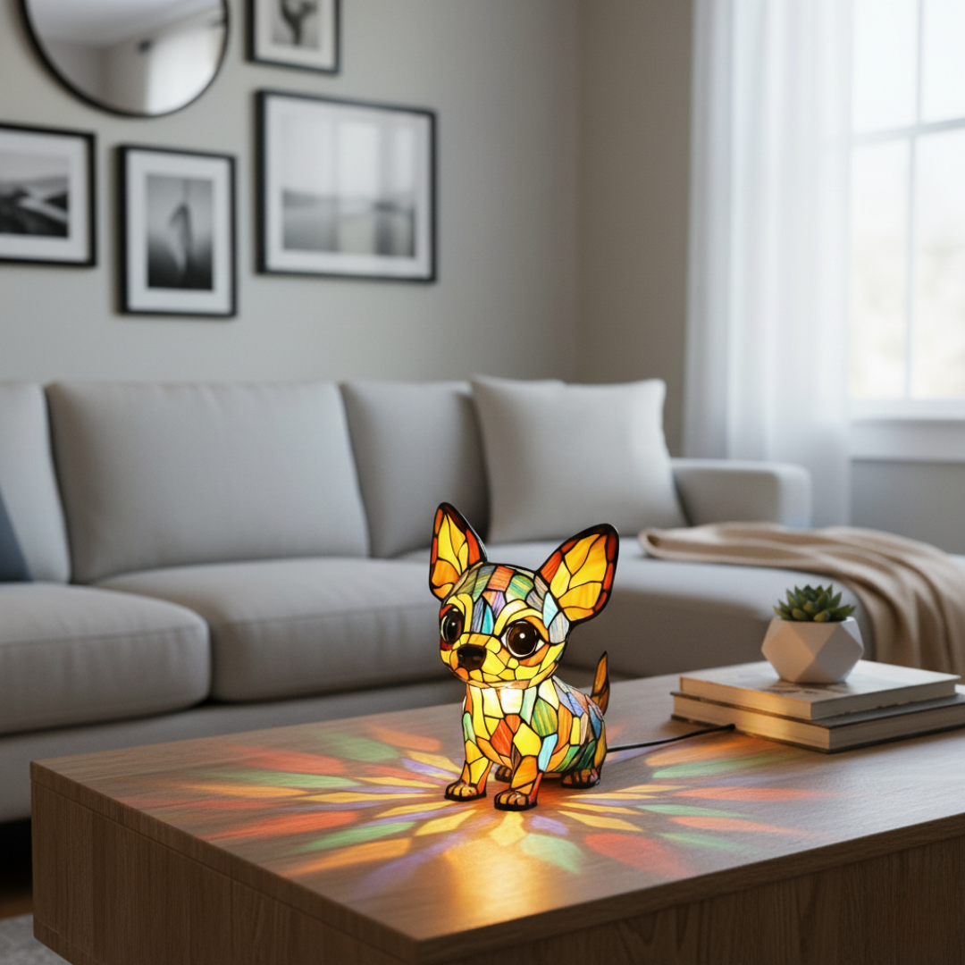 Söpö Chihuahua -riipus – hehkuva LED-koristevalaisin
