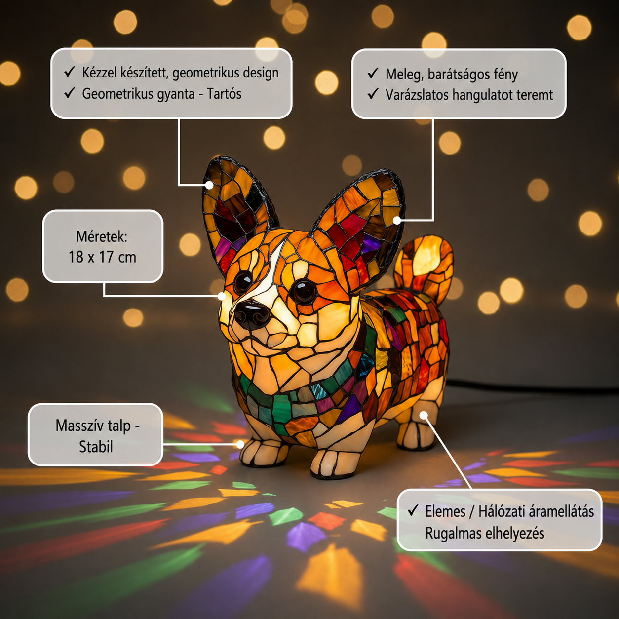 Loistava Corgi – hehkuva LED-koristevalaisin
